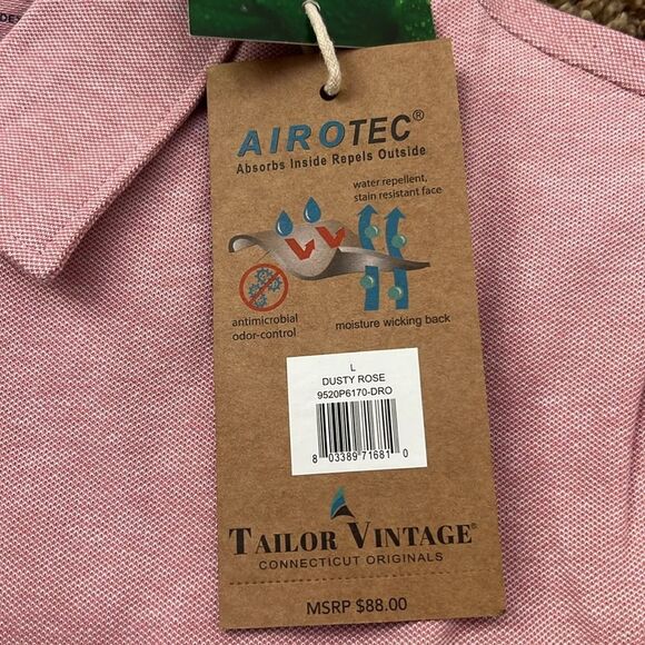 NWT Tailor Vintage Airotec Birdseye Polo Shirt‎ Dusty Rose Size Large - Picture 9 of 13